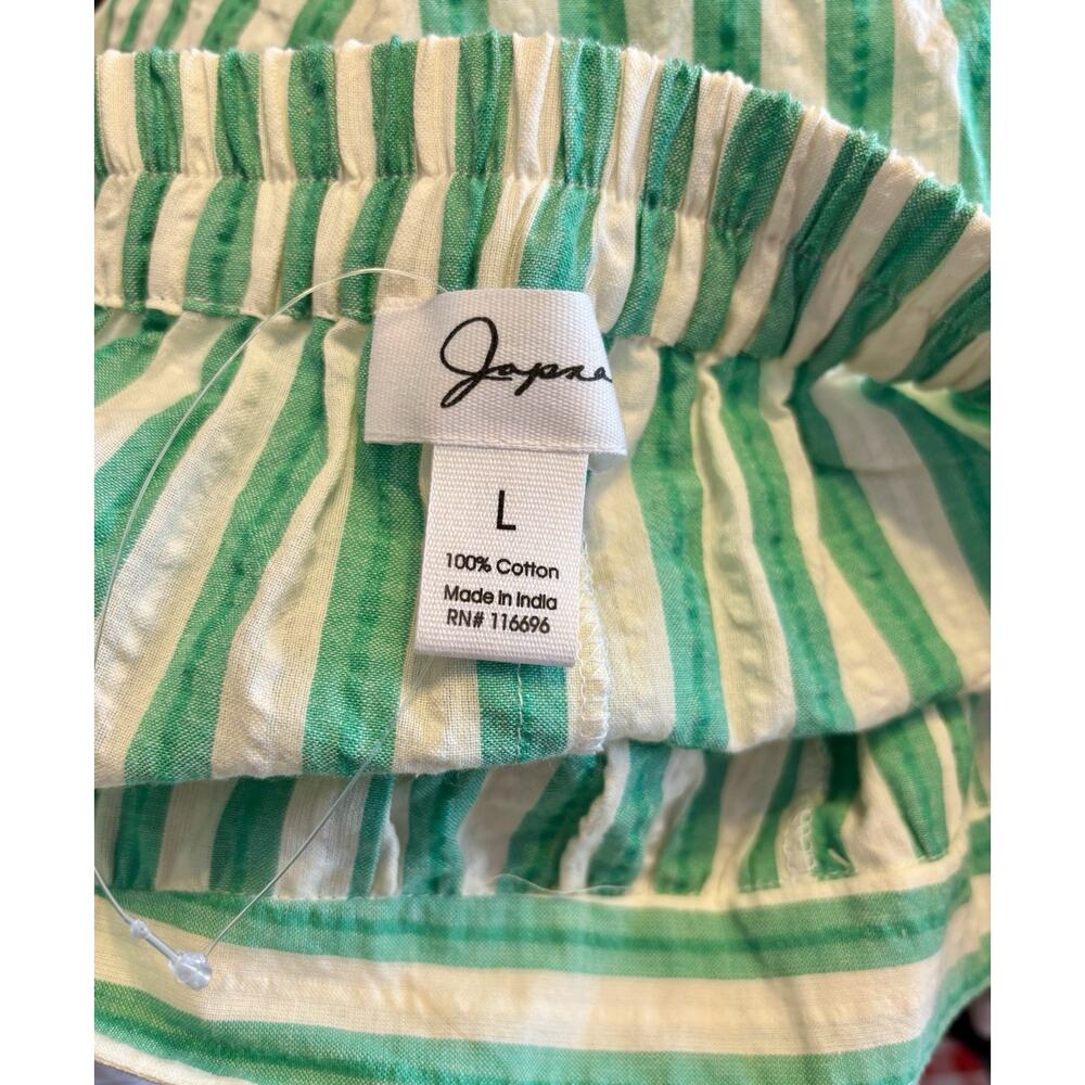 NWT Japna Womens Juniors Shorts Green White Stripes Large NEW - Picture 3 of 3